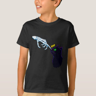 Camiseta Mano de esqueleto golpeando la nariz de un gato - 