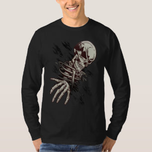Camiseta Mano De Esqueleto Gráfica De Calavera Saliendo En