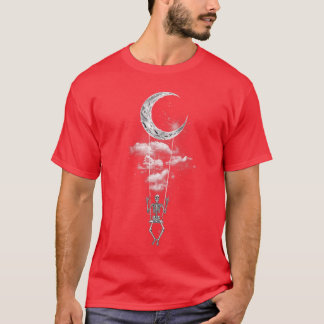 Camiseta Mano de esqueleto rockea en la luna columpio diver