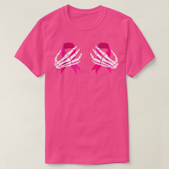 Camiseta Mano De Esqueleto Sobre La Cinta De Cáncer De Mama (Diseño del anverso)