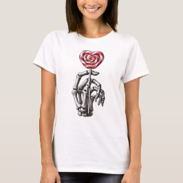 Camiseta Mano de esqueleto sosteniendo el corazón Lollipop