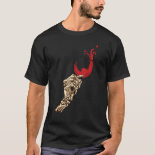 Camiseta Mano de esqueleto sosteniendo Hallowine de Vidrio