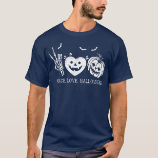 Camiseta Mano de Halloween de Peace Love, Calabaza del Cora