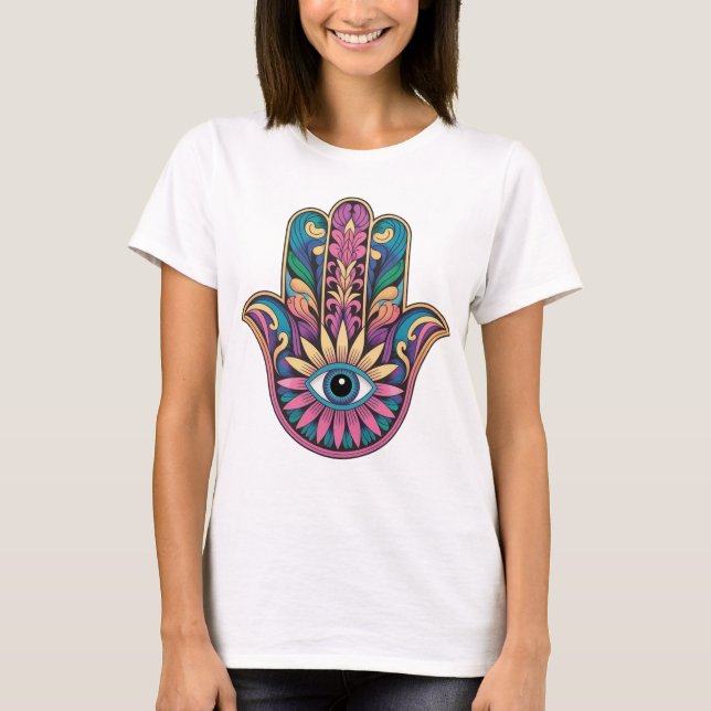 Camiseta mano de Hamsa arcoíris (Anverso)
