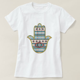 Camiseta Mano de HAMSA del amuleto del símbolo de Fátima,
