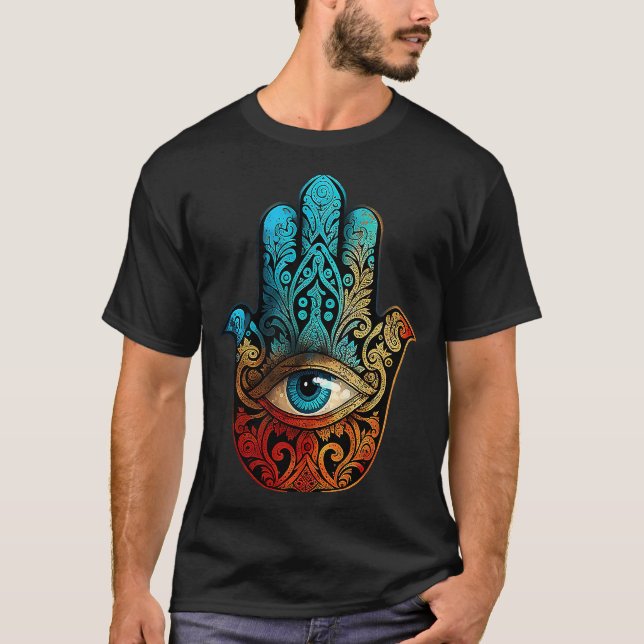 Camiseta Mano de Hamsa malvada protección ocular (Anverso)