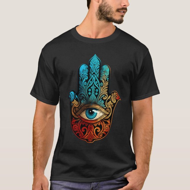 Camiseta Mano de Hamsa malvada protección ocular (Anverso)