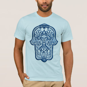 Camiseta Mano de la alheña de Hamsa (azul)