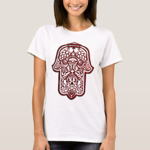 Camiseta Mano de la alheña de Hamsa (rojo)