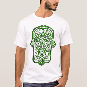Camiseta Mano de la alheña de Hamsa (verde)