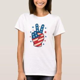 Camiseta Mano de la Paz Bandera de EE. UU. 4 de Julio
