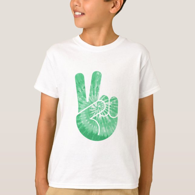 Camiseta Mano de la paz del teñido anudado - grn (Anverso)
