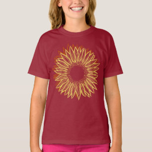 Camiseta Mano de luz floral de girasol rústico