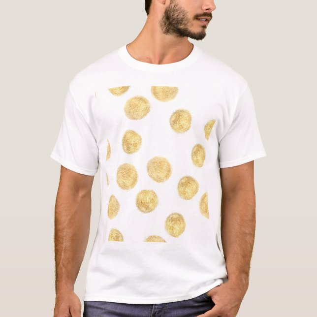 Camiseta Mano de puntos de Polka dorada dibujada (Anverso)