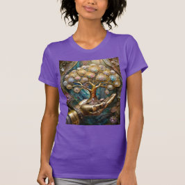 Camiseta Mano De Robot Dorado Con Árbol De Oro De Vida