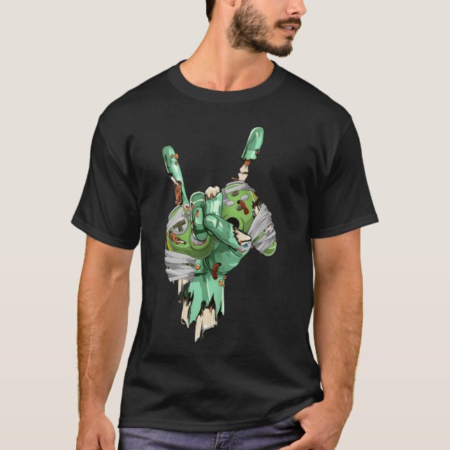 Camiseta Mano de roca zombie sosteniendo control de juego d (Anverso)
