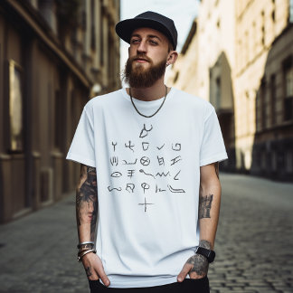 Camiseta Mano de tipografía alfabética paleo hebrea dibujad