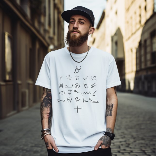 Camiseta Mano de tipografía alfabética paleo hebrea dibujad (Paleo Hebrew Alphabet Typography Hand Drawn T-Shirt)