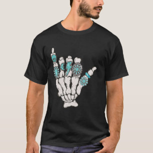 Camiseta Mano de Turquesa de Esqueleto Vaquero del Oeste Va