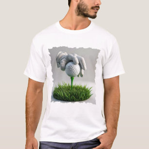 Camiseta Mano enguantada colocando pelota de golf en tee co