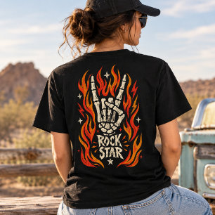 Camiseta Mano esquelética de estrella de rock vintage con l