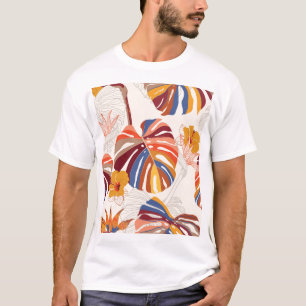 Camiseta Mano floral tropical brillante dibujada