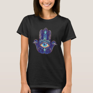 Camiseta Mano Hamsa Azul Nazar Ojo que Todo lo Ve Protecció
