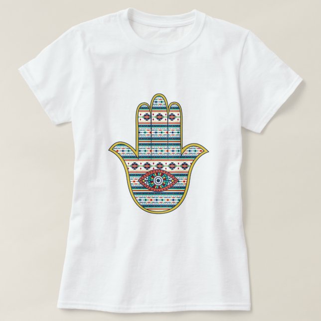 Camiseta Mano HAMSA de Fatima Symbol (Diseño del anverso)