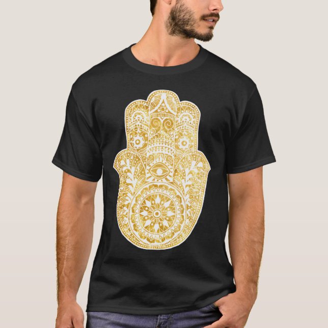 Camiseta Mano Hamsa de oro blanco (Anverso)