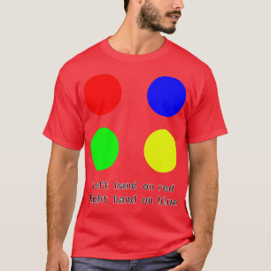 Camiseta Mano izquierda en rojo Mano derecha en azul Diseño