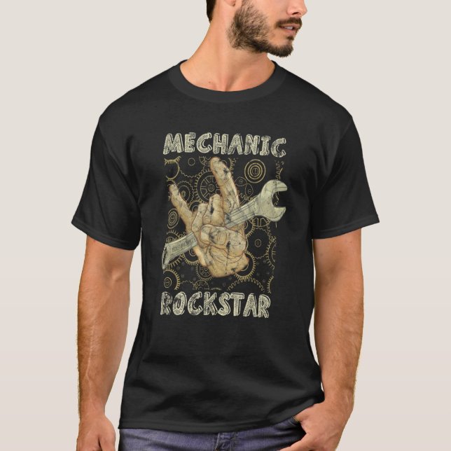 Camiseta Mano mecánica de Rockstar con una llave (Anverso)