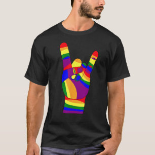 Camiseta Mano Metalizado dura, cuernos del diablo, bandera 