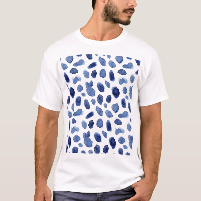 Camiseta Mano Pintada, Cortinas De Agua Azul. (Anverso)
