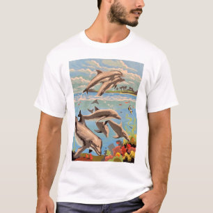 Camiseta Mano Pintada Por Número Delfines lúdicos