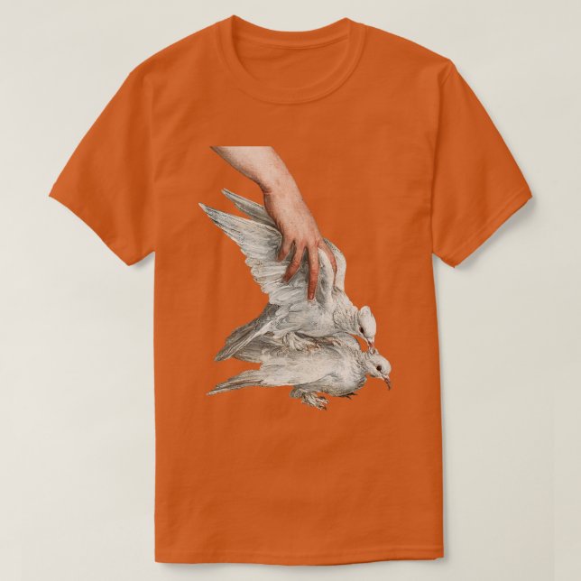 Camiseta Mano renacentista con palomas pintando (Diseño del anverso)