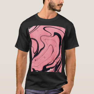 Camiseta Mano rosa de mármol negro dibujada