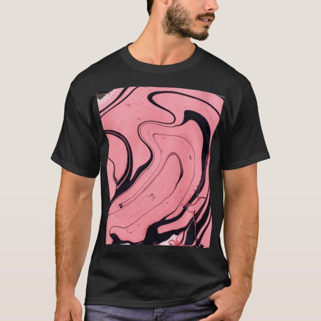 Camiseta Mano rosa de mármol negro dibujada (Anverso)