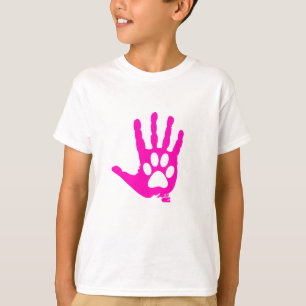 Camiseta Mano rosada con el gran regalo de la pata