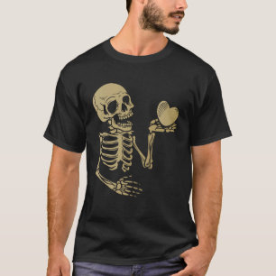 Camiseta Mano Skeleton Skeleton sosteniendo amor del corazó