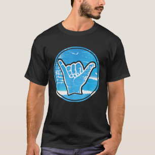 Camiseta Mano suelta, Shaka Aloha Surf con Ocean Backgr