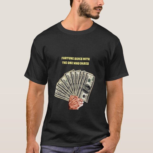 Camiseta mano sujetando billetes de cien dólares arte monet (Anverso)