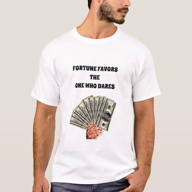 Camiseta mano sujetando billetes de cien dólares arte monet (Anverso)