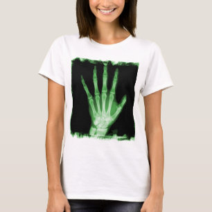 Camiseta Mano verde del esqueleto de la radiografía
