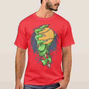 Camiseta Mano Zombie de Padel Halloween sosteniendo un Padd