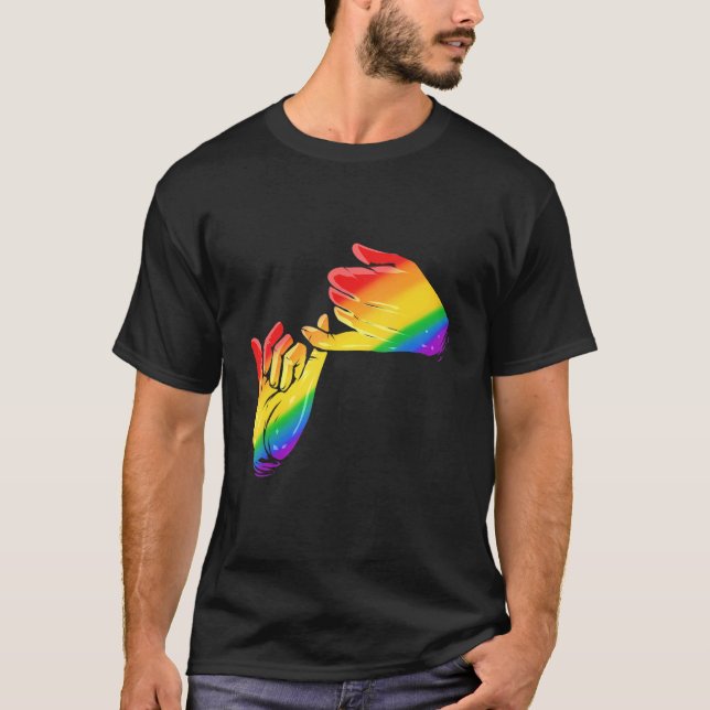Camiseta Manos arcoiris coloridas Promesa de zarramplín Pin (Anverso)