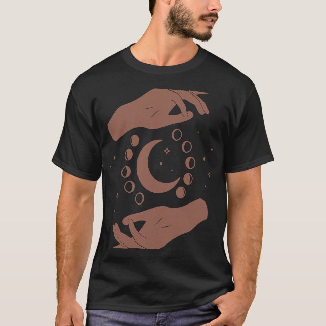Camiseta Manos celestes Sun Y Moon Moon Fase Mystic Han (Anverso)