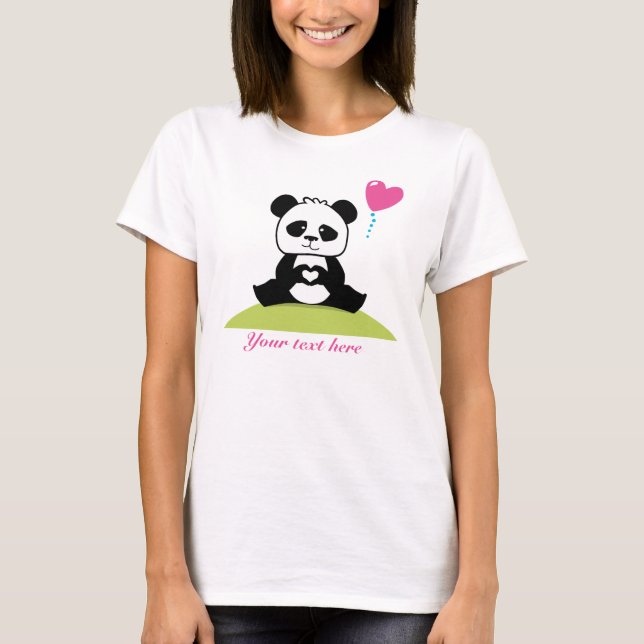 Camiseta Manos de encargo de las pandas que muestran amor (Anverso)