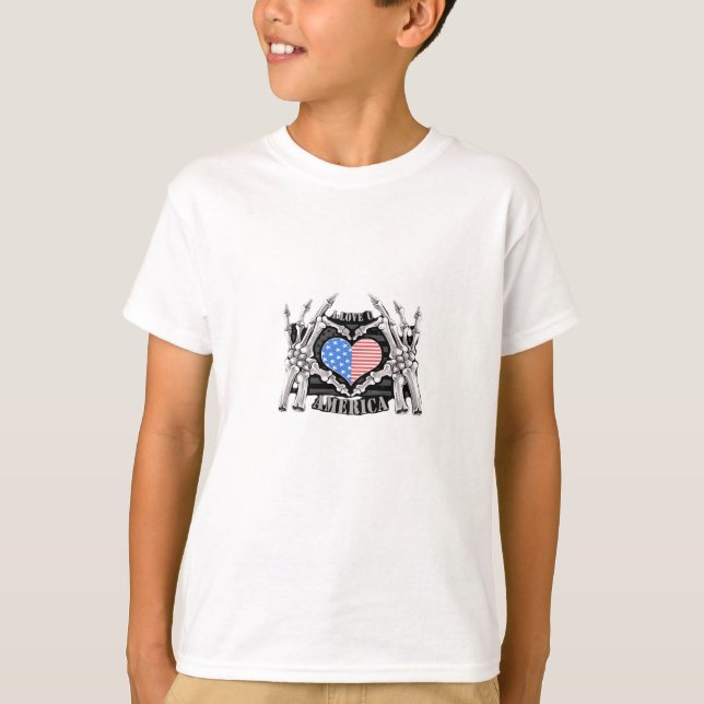 Camiseta Manos de esqueleto de Estados Unidos (Anverso)