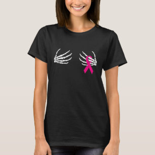 Camiseta Manos de esqueleto en el pecho Conciencia del cánc