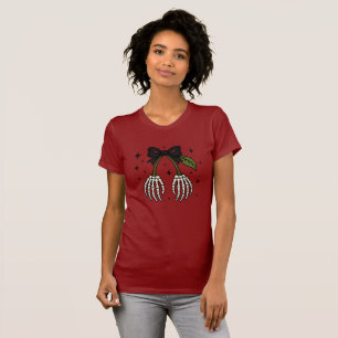 Camiseta Manos de Esqueleto Lazo Negro Halloween